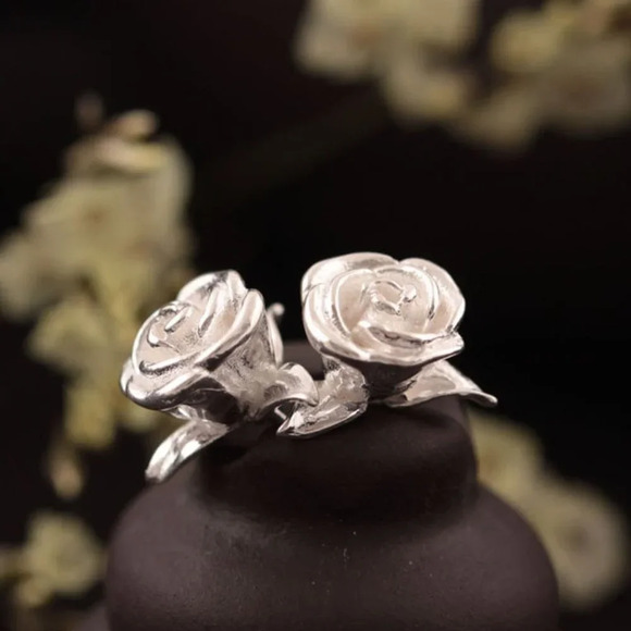 💥 Colorful Rose Flower Beautiful Stud Earrings for Women, EVGG1047 - Picture 1 of 2